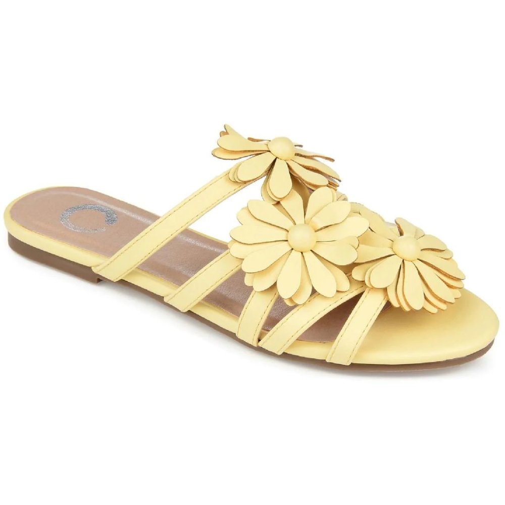 JOURNEE COLLECTION DOLLIAH YELLOW ROSETTE FLAT SANDALS/NWOT/6.5M
